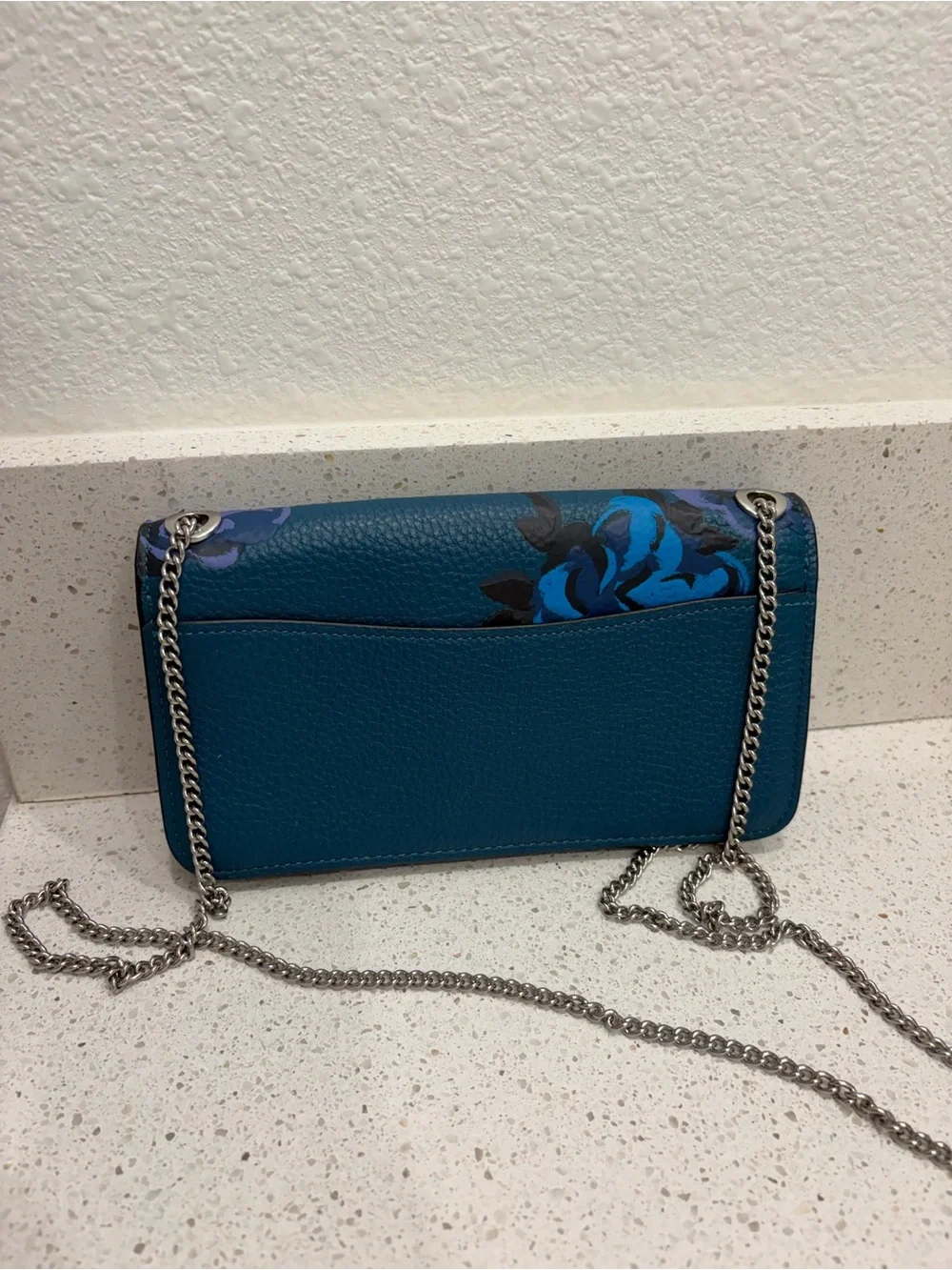 COACH Morgan Crossbody Jumbo Floral  Leather X-body Deep Turquoise Multi CE667